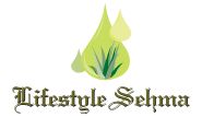 Logo mit grünem Tropfendesign und Schriftzug "Lifestyle Selma".