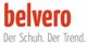 Roter Text „belvero“ mit Slogan „Der Schuh. Der Trend.“ in Grau darunter.