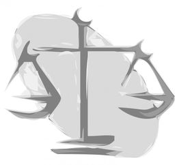 Graue Waage auf abstraktem Hintergrund, symbolisiert Gleichgewicht und Gerechtigkeit.