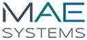 Logo von MAE Systems mit stilisierter Schrift in Blau und Grau.