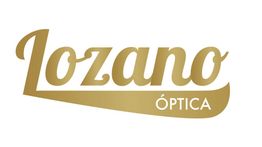 Logo dorado de Óptica Lozano en letra cursiva sobre fondo blanco.