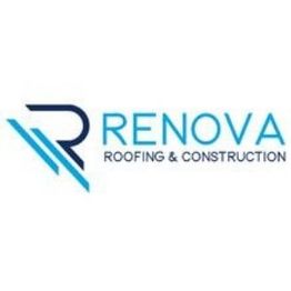 Logo of Renova Roofing & Construction with stylized 'R' and blue text.