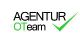 Logo mit Text "AGENTUR OTeam" und grünem Haken.
