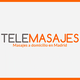 Logo de "Telemasajes", servicio de masajes a domicilio en Madrid. Texto gris y naranja.
