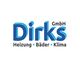 Logo der Firma Dirks GmbH für Heizung, Bäder und Klima, in blauem Text auf weißem Hintergrund.
