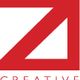 Logo con una grande lettera "Z" rossa e la scritta "CREATIVE" in basso.