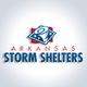 Arkansas Storm Shelters logo with stars, stripes, and a tornado graphic.