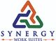 Logo with interlocking shapes above the text "Synergy Work Suites."