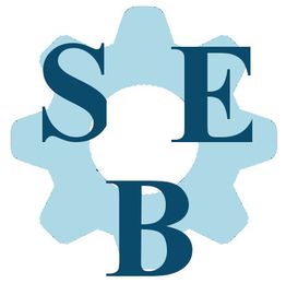 Blaues Zahnrad mit den Buchstaben S, E und B in der Mitte.