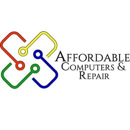 Colorful logo of Affordable Computers & Repair in red, yellow, green, and blue.