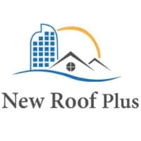 Logo showing a skyscraper and houses under an orange arc, reads "New Roof Plus."