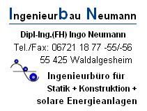 Ingenieurbüro Neumann, Statik, Konstruktion, solare Energieanlagen, Kontakt: 06721 18 77-55/-56.