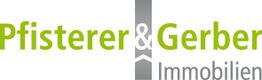 Logo von Pfisterer & Gerber Immobilien in grüner und grauer Schrift.