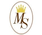 Ovales Logo mit braunen Buchstaben "MS" und goldener Krone oben.