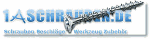 Logo mit Schriftzug "1A Schrauben.de" und einem großen, schräg liegenden Schraube.