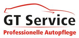 Logo mit rotem Auto-Umriss, Text: "GT Service, Professionelle Autopflege".