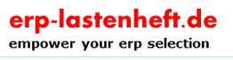 Logo mit rotem Text: "erp-lastenheft.de" und Slogan "empower your erp selection".