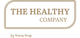 Logo de "The Healthy Company" en letras marrones con borde punteado.