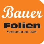 Orange-weißes Logo "Bauer Folien, Fachhandel seit 2006".