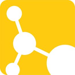 Weiße Molekülstruktur auf gelbem Hintergrund.