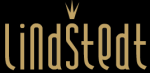 Schwarzes Logo mit beigem Text "Lindstedt" und kleiner Krone über dem "i".