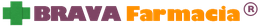 Logo con il testo "BRAVA Farmacia" e icona verde simile a una freccia.