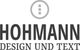 Hohmann-Logo mit Kreis und vertikalem Strich, Text: "Design und Text" darunter.
