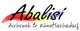 Logo mit dem Schriftzug "Abalisi", darunter "Airbrush & Künstlerbedarf", auf buntem Hintergrund.