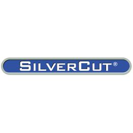 Logo mit der Aufschrift "SilverCut" in blauer und weißer Farbe.