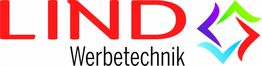 Logo von LIND Werbetechnik mit bunten grafischen Elementen.