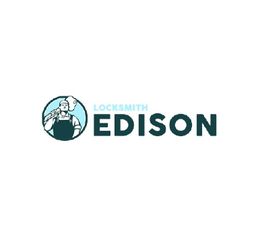 Logo of "Locksmith Edison" with an illustration of a worker holding a large key.
