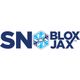 SNOBLOX JAX logo with a blue snowflake hexagon between the letters.