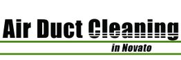 Text logo: "Air Duct Cleaning in Novato" with green accents.