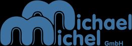 Blaues Logo mit dem Text "michael michel GmbH" in stilisierter Schrift.