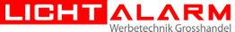 Rotes Logo mit Text "LICHT ALARM" und "Werbetechnik Grosshandel" darunter.