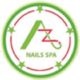 Logo of "Nails Spa" with green stars and a stylized letter "A" and "Z" in a circle.