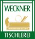 Logo der Tischlerei Weckner, Meisterbetrieb seit 1978, grün-weiß mit Holzarbeiten-Symbolik.