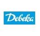 Logo mit weißem "Debeka"-Schriftzug auf blauem Hintergrund.