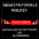 Autotext mit roten Scheinwerfern, Telefonnummer und Angeboten zur kostenlosen Autoversorgung.