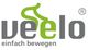 Logo mit dem Schriftzug "veelo" in grau und grün, darunter "einfach bewegen".