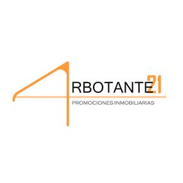 Logo de "Arbotante 21" en negro y naranja con texto "Promociones Inmobiliarias".