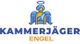 Logo mit Engel und Schriftzug "Kammerjäger Engel" in blau und gelb.