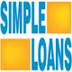 "Simple Loans" text in blue on a white background with orange rectangles.