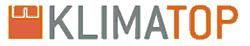 Logo mit Schriftzug "KLIMATOP" in Grau und Orange, links daneben ein stilisiertes Fenster.