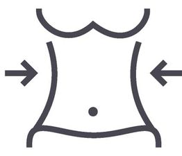 Grafik eines schlanken Torsos mit Pfeilen, die die Taille hervorheben.