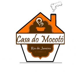 Logotipo da Casa do Mocotó em formato de casa laranja com chaminé, Rio de Janeiro.