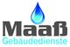 Logo mit blauem Wassertropfen über "Maaß Gebäudedienste" in schwarzer und blauer Schrift.