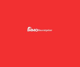 Rotes Logo mit weißem Text "Immo Bauratgeber" und Haus-Symbol.