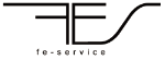Schwarzes Logo mit den Buchstaben "fe", darunter der Text "fe-service".