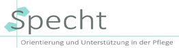 Logo mit Schriftzug "Specht" und Text: "Orientierung und Unterstützung in der Pflege".